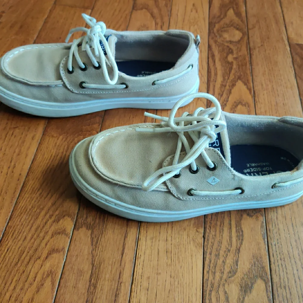 Sperry Shoes Youth 2M Sea Ketch Sneakers Beige Lace Up Comfort Low Top